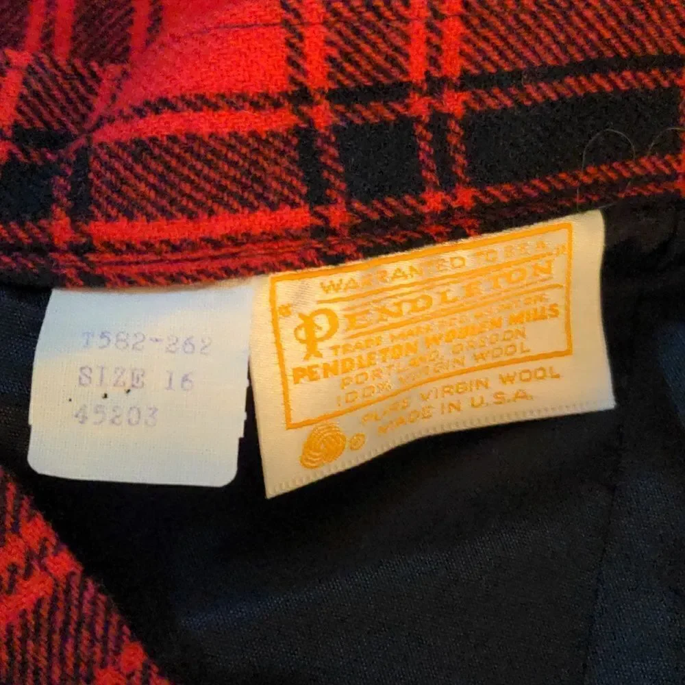 Pendleton vintage red‎ and black buffalo plaid wool skirt size 12